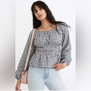 Madewell Sophia Top in Textured Windowpane